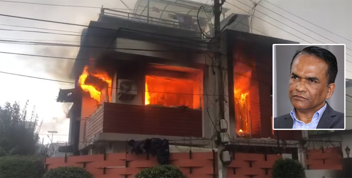 गभर्नर पौडेलको घरमा आगजनी गर्नेहरू खोज्दै प्रहरी