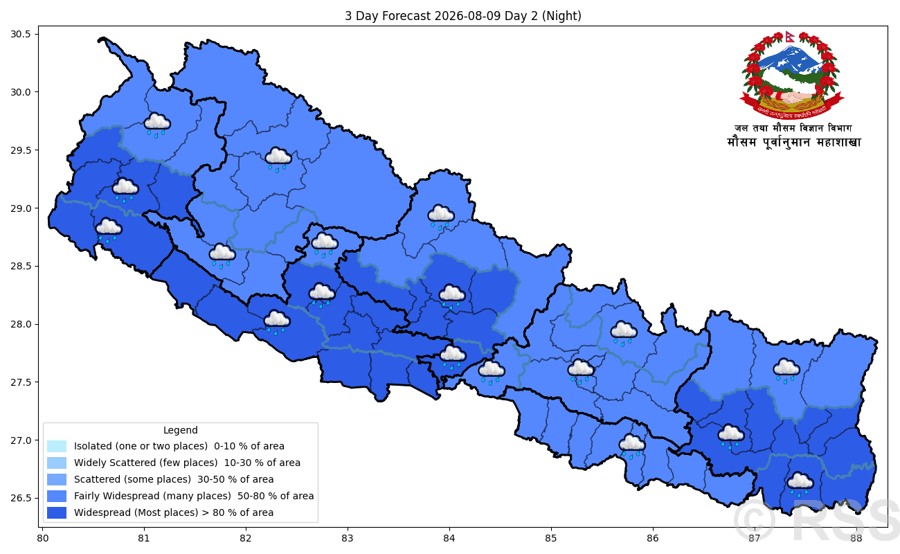 मनसुन सक्रिय, देशका केही स्थानमा भारी वर्षाको पूर्वानुमान