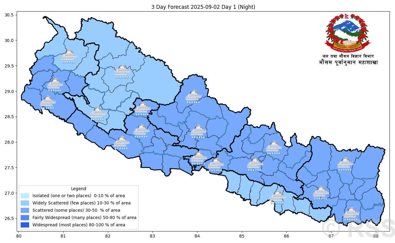 हाल देशभर मनसुनी वायुको प्रभाव