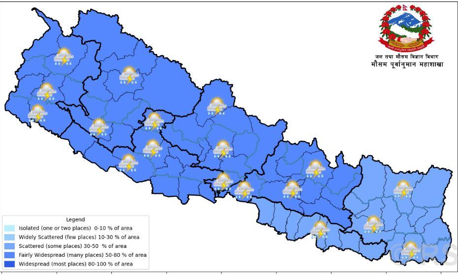 आज मनसुन सक्रिय हुने, यी प्रदेशहरूमा भारी वर्षाको पूर्वानुमान