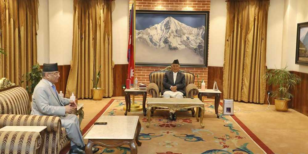 राष्ट्रपति पौडेल र प्रधानमन्त्री दाहालबीच भेटवार्ता