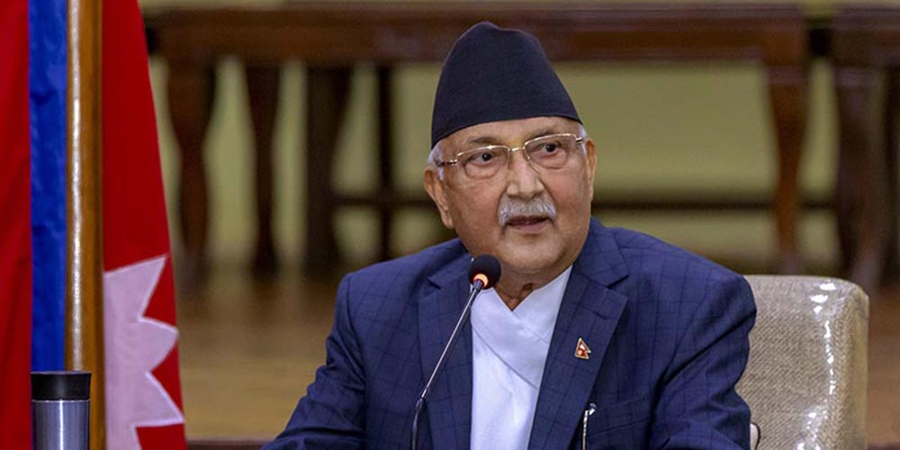अध्यादेशबारे जानकारी दिन प्रधानमन्त्री ओलीले पत्रकार सम्मेलन गर्दै
