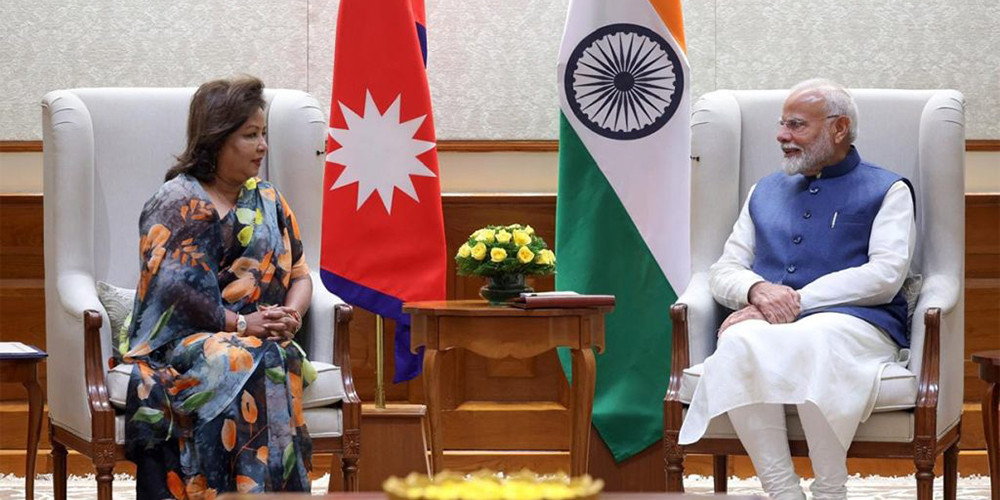 भारतीय प्रधानमन्त्री मोदीसँग परराष्ट्रमन्त्री देउवाको भेट 
