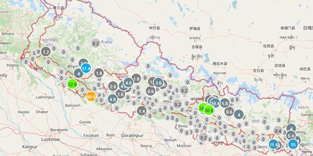 कोशी,मधेस, बाग्मती,गण्डकी र सुदूरपश्चिम प्रदेशका केही स्थानमा भारी वर्षा हुने  