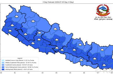 केही स्थानमा मध्यमसम्मको वर्षाको सम्भावना