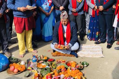 मन्त्री बस्नेतद्वारा गोकर्णेश्वर नगर अस्पतालको शिलान्यास