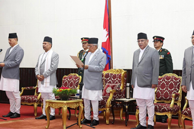 राष्ट्रपति पौडेलद्वारा नवनियुक्त प्रधानन्यायाधीशलाई शपथ