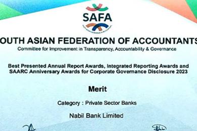 नबिल बैंकलाई ‘साफा’ अवार्ड